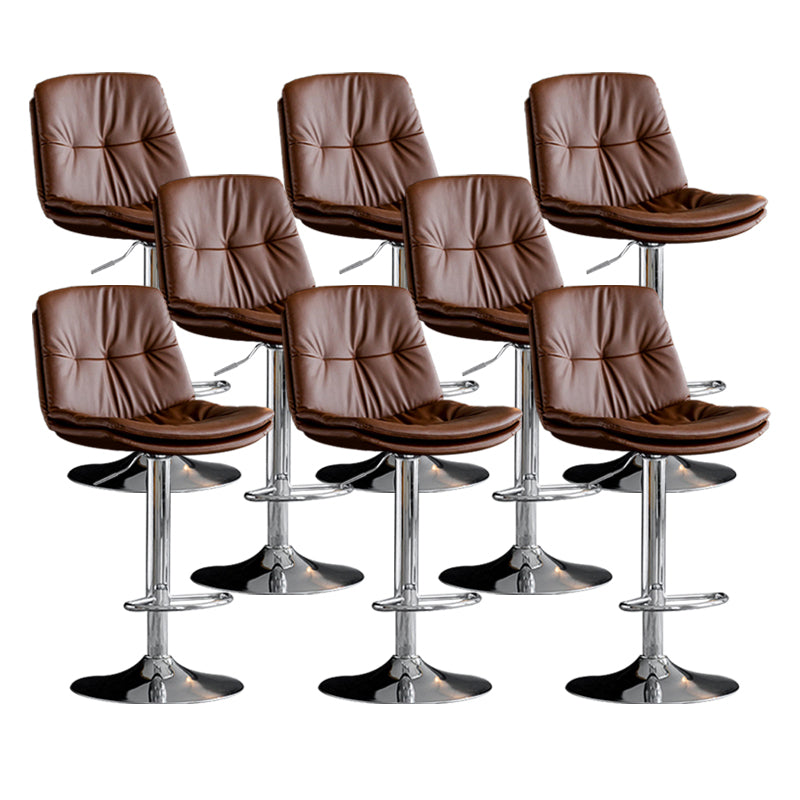 Contemporary Metal Barstool Faux Leather Counter Stool with Swivel in Matte Finish