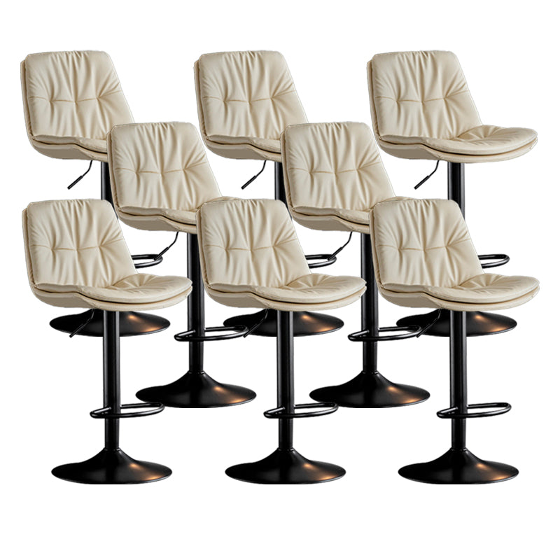 Contemporary Metal Barstool Faux Leather Counter Stool with Swivel in Matte Finish