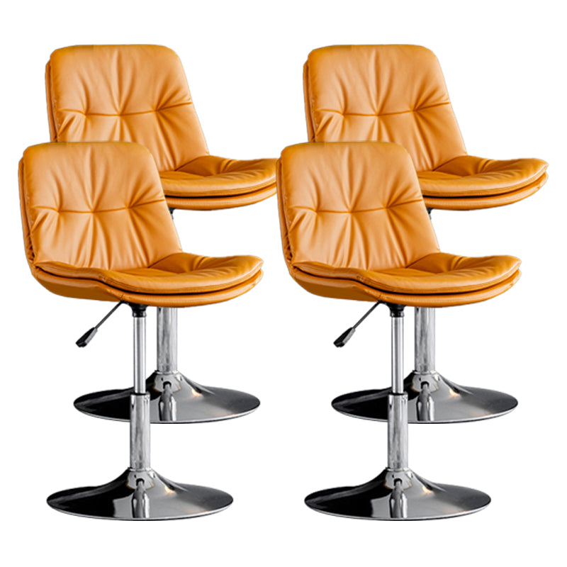 Contemporary Metal Barstool Faux Leather Counter Stool with Swivel in Matte Finish