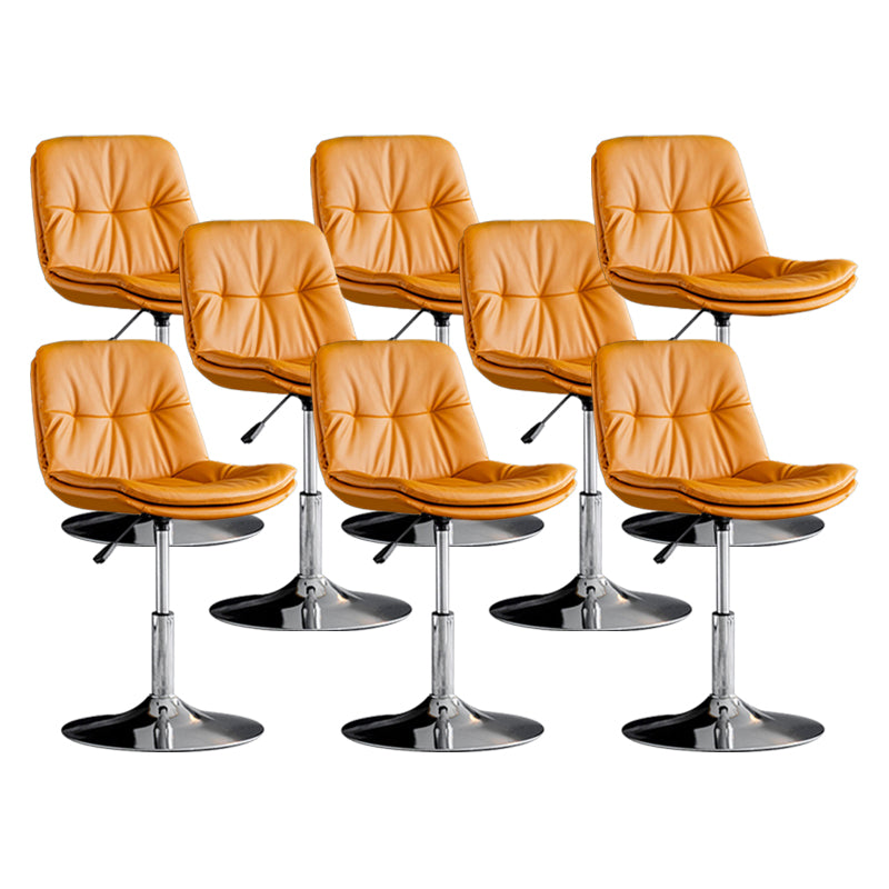 Contemporary Metal Barstool Faux Leather Counter Stool with Swivel in Matte Finish