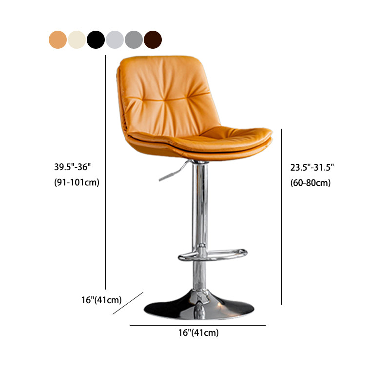 Contemporary Metal Barstool Faux Leather Counter Stool with Swivel in Matte Finish