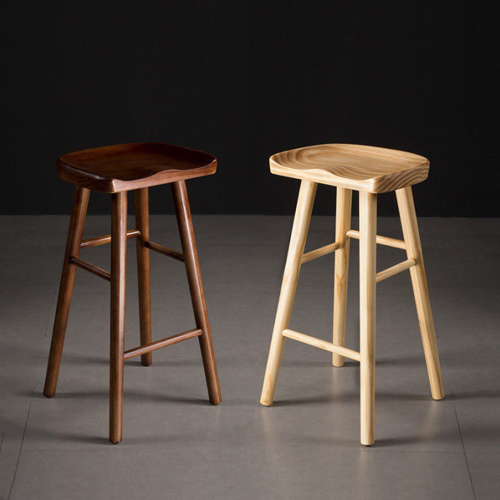 Contemporary Wood Barstool Wood Counter Stool in Matte Finish for Indoor