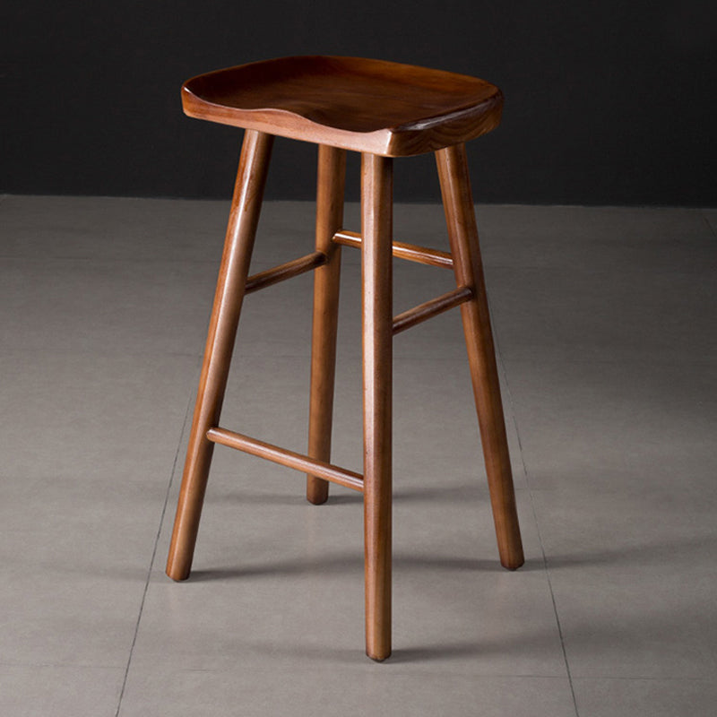 Contemporary Wood Barstool Wood Counter Stool in Matte Finish for Indoor