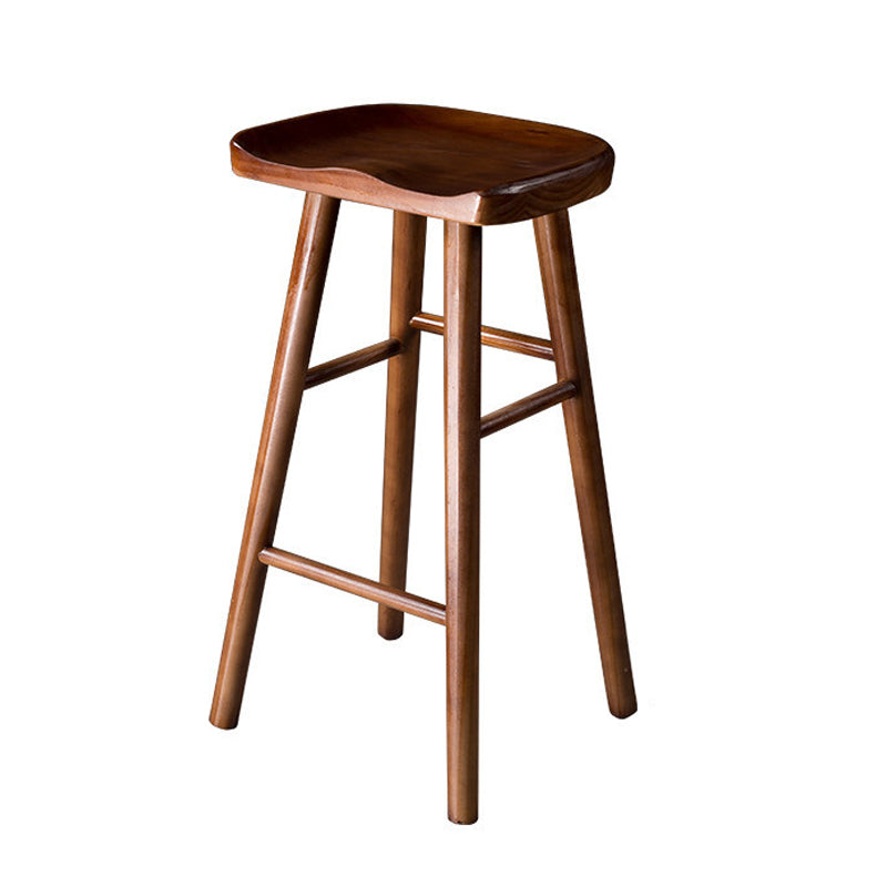 Contemporary Wood Barstool Wood Counter Stool in Matte Finish for Indoor
