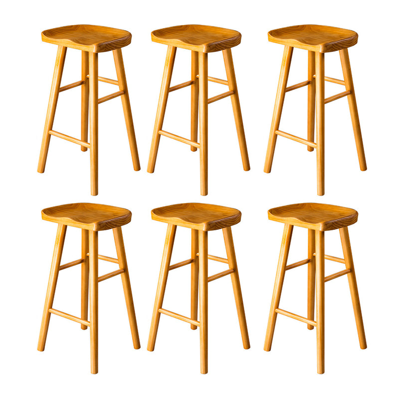 Contemporary Wood Barstool Wood Counter Stool in Matte Finish for Indoor