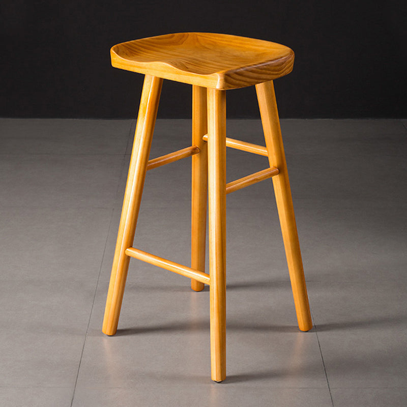 Contemporary Wood Barstool Wood Counter Stool in Matte Finish for Indoor