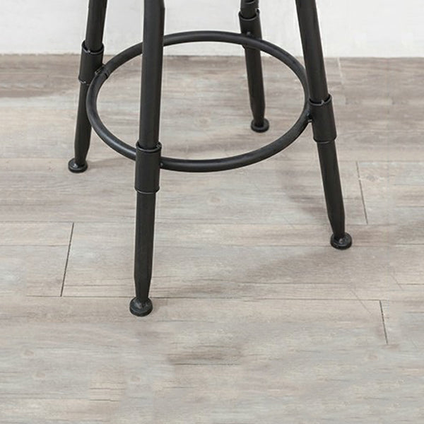 Industrial Metal Barstool Low Back Wood Footrest Adjustable Stool with Swivel