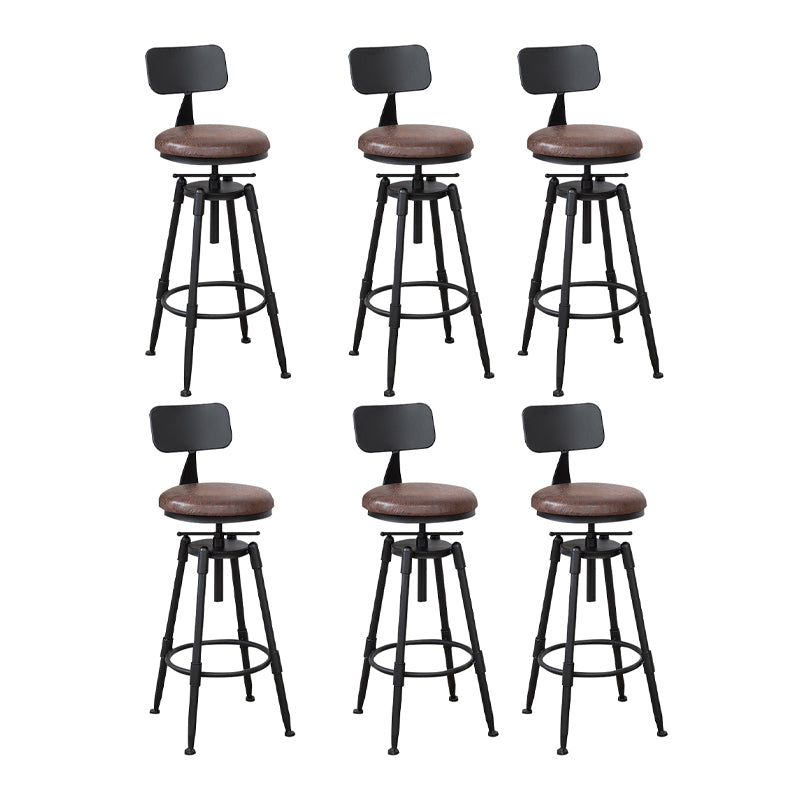 Industrial Metal Barstool Low Back Wood Footrest Adjustable Stool with Swivel