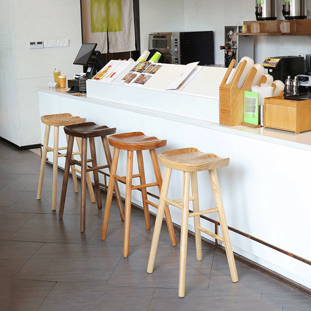 Contemporary Wood Stool Wood Counter Stool in Matte Finish for Indoor
