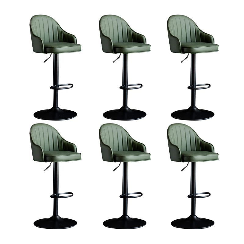 Scandinavian Metal Barstool Adjustable Low Back PU Leather Barstools
