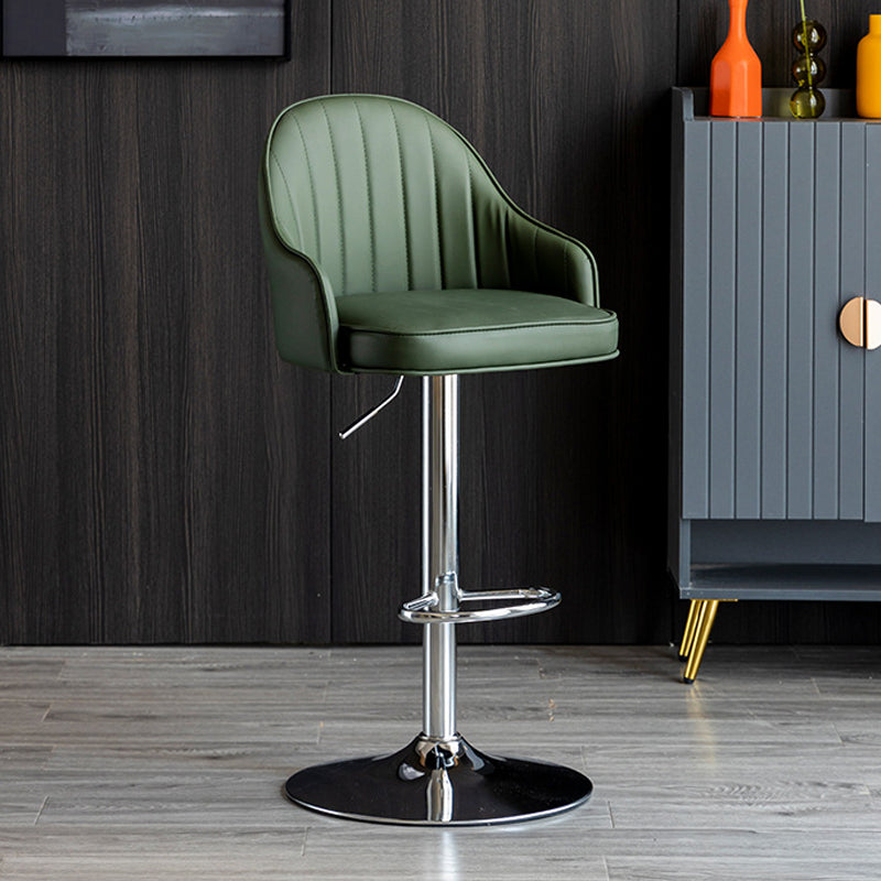 Scandinavian Metal Barstool Adjustable Low Back PU Leather Barstools