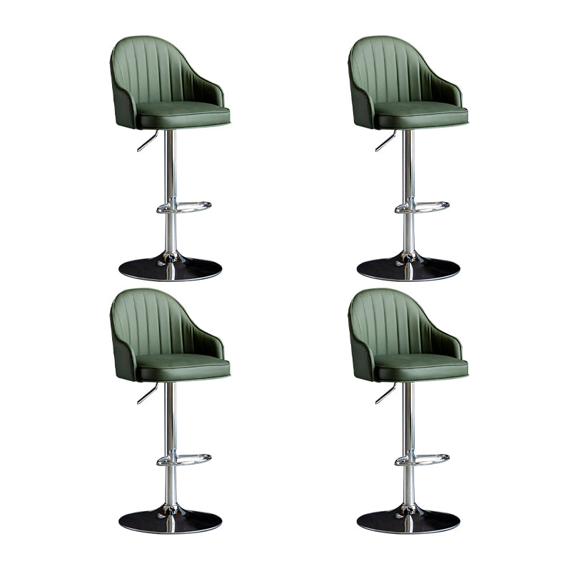 Scandinavian Metal Barstool Adjustable Low Back PU Leather Barstools