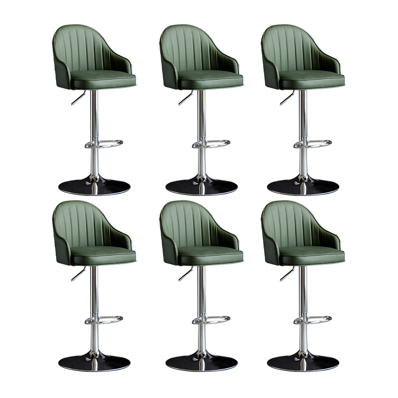 Scandinavian Metal Barstool Adjustable Low Back PU Leather Barstools