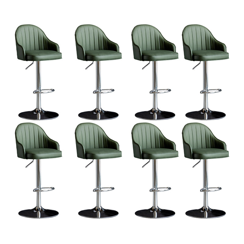 Scandinavian Metal Barstool Adjustable Low Back PU Leather Barstools