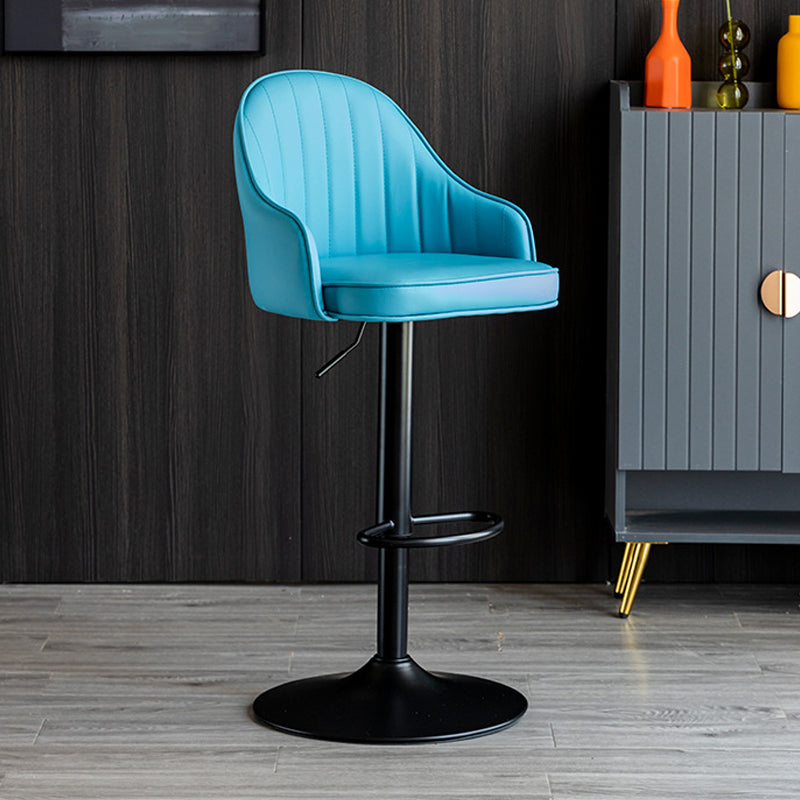 Scandinavian Metal Barstool Adjustable Low Back PU Leather Barstools