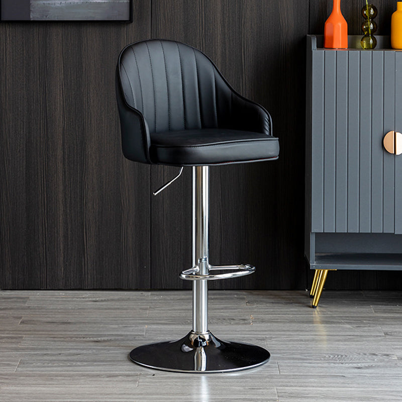 Scandinavian Metal Barstool Adjustable Low Back PU Leather Barstools