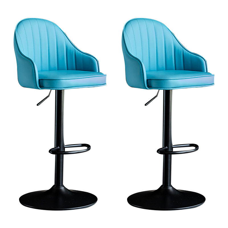 Scandinavian Metal Barstool Adjustable Low Back PU Leather Barstools