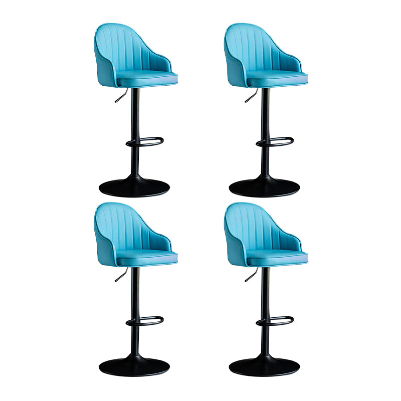 Scandinavian Metal Barstool Adjustable Low Back PU Leather Barstools