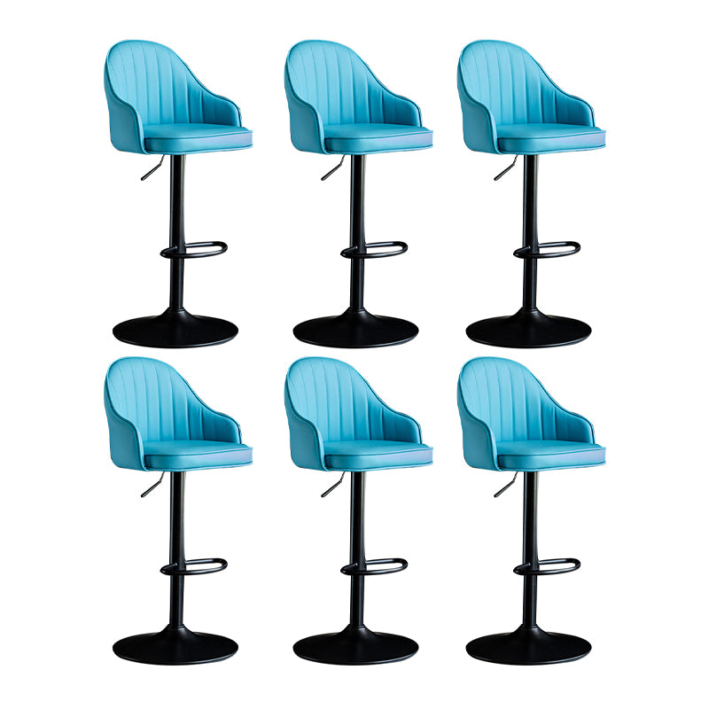Scandinavian Metal Barstool Adjustable Low Back PU Leather Barstools