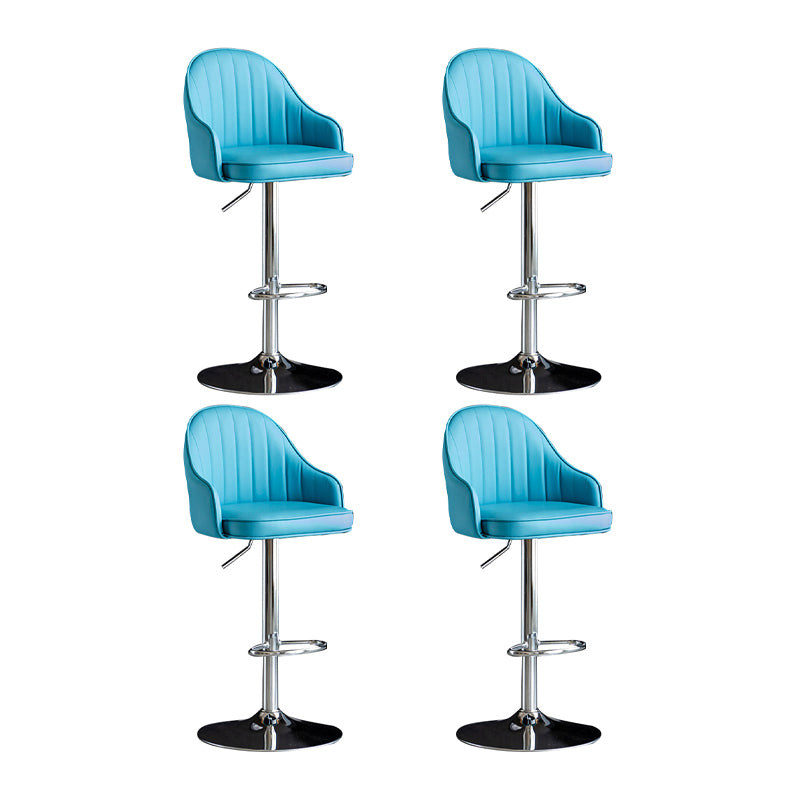 Scandinavian Metal Barstool Adjustable Low Back PU Leather Barstools