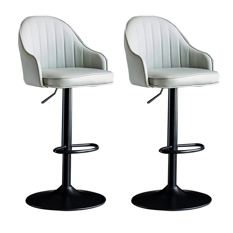 Scandinavian Metal Barstool Adjustable Low Back PU Leather Barstools
