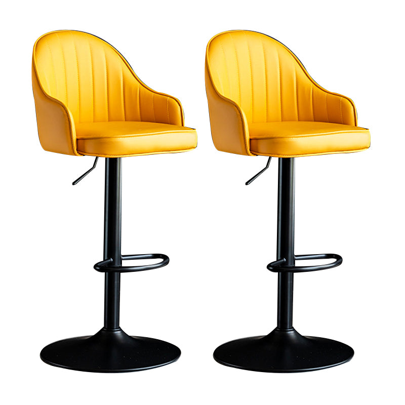 Scandinavian Metal Barstool Adjustable Low Back PU Leather Barstools