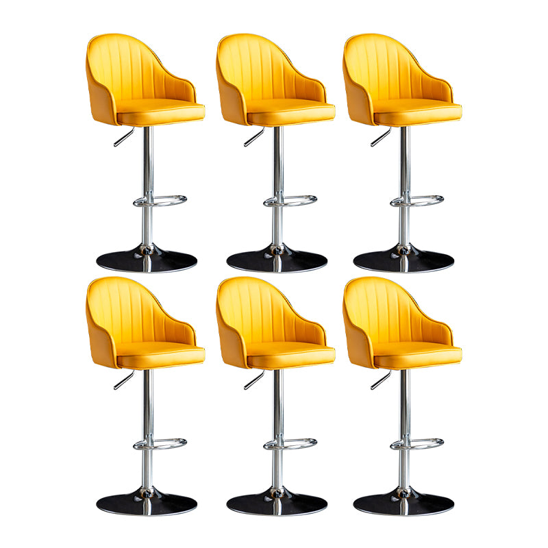 Scandinavian Metal Barstool Adjustable Low Back PU Leather Barstools