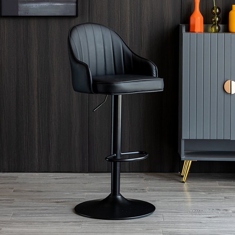 Scandinavian Metal Barstool Adjustable Low Back PU Leather Barstools