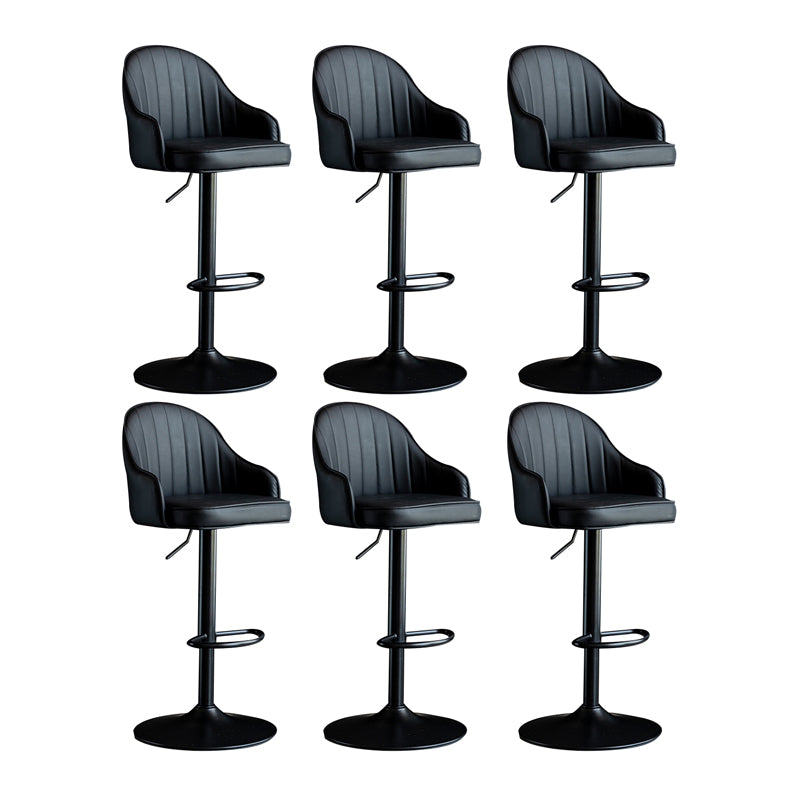 Scandinavian Metal Barstool Adjustable Low Back PU Leather Barstools