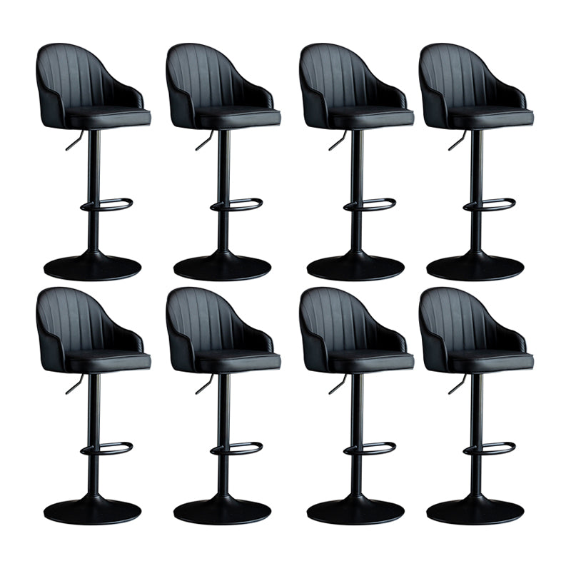 Scandinavian Metal Barstool Adjustable Low Back PU Leather Barstools