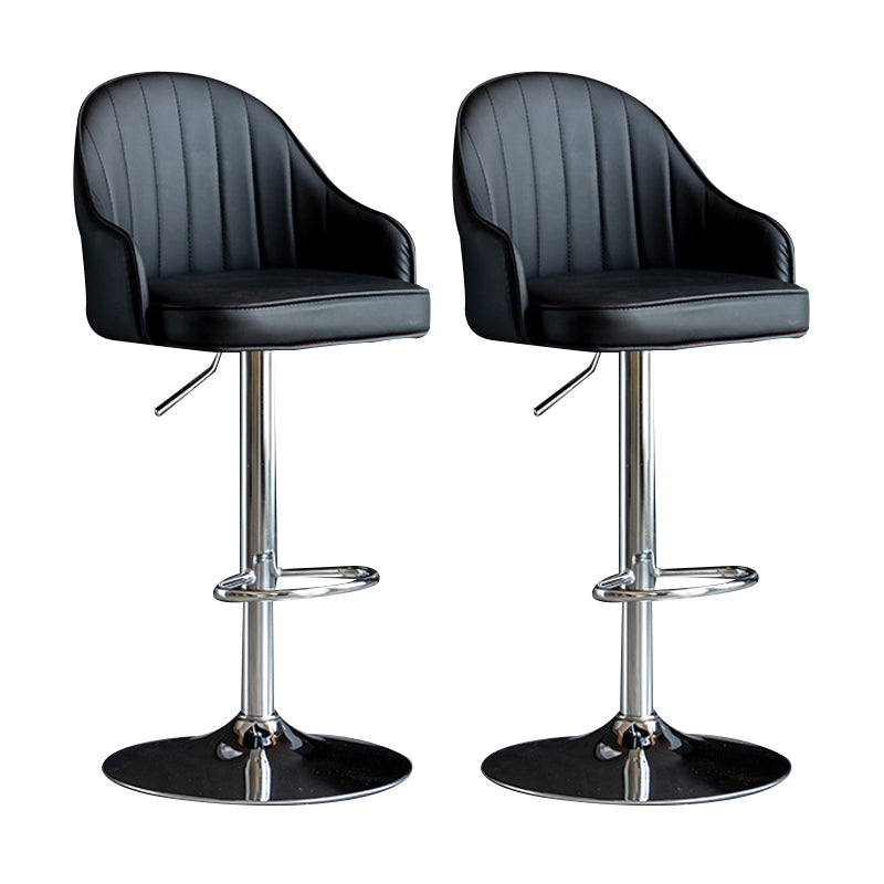 Scandinavian Metal Barstool Adjustable Low Back PU Leather Barstools