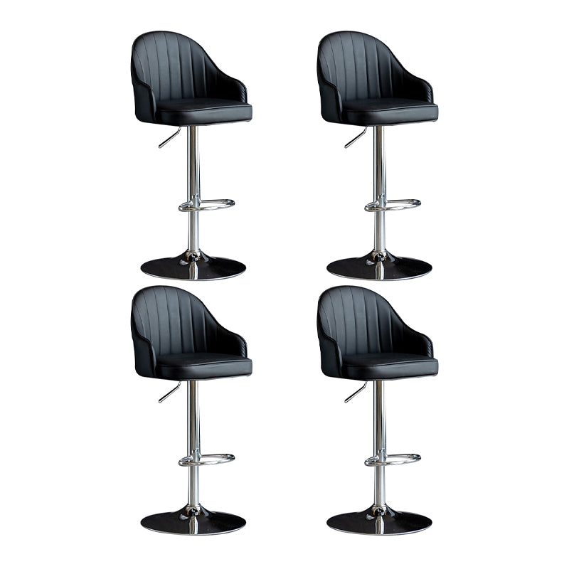 Scandinavian Metal Barstool Adjustable Low Back PU Leather Barstools