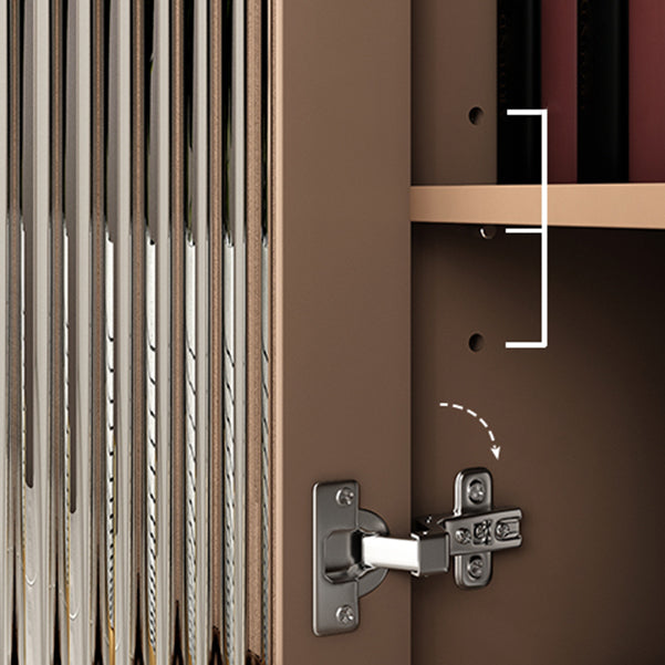 Glam Glass Doors Buffet Stand 53"H MDF Adjustable Shelving 2-Cabinet Living Room Buffet