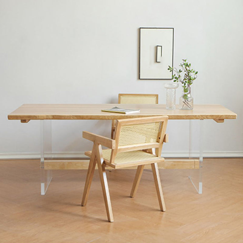 Rectangle Dining Table Contemporary Style Solid Wood Natural Dinner Table