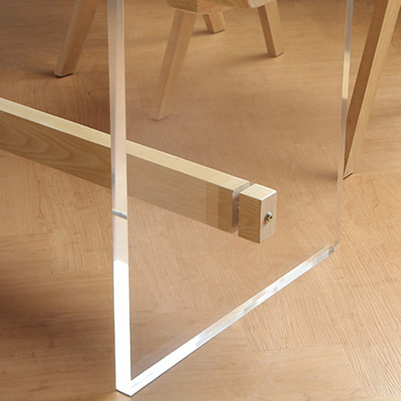 Rectangle Dining Table Contemporary Style Solid Wood Natural Dinner Table