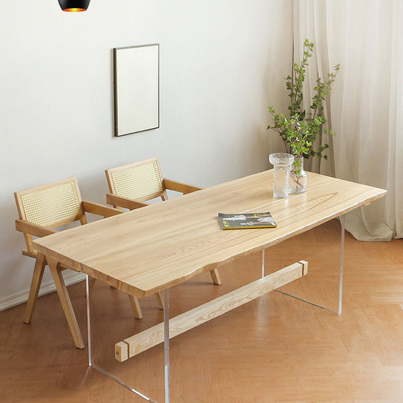 Rectangle Dining Table Contemporary Style Solid Wood Natural Dinner Table