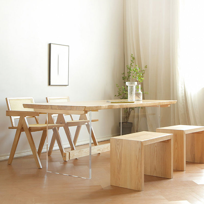 Rectangle Dining Table Contemporary Style Solid Wood Natural Dinner Table
