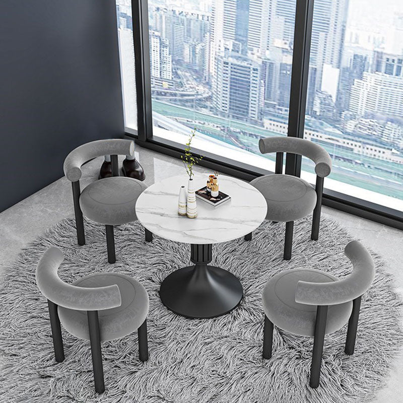 Modern Style Round Dining Table Sintered Stone Table with Pedestal Base