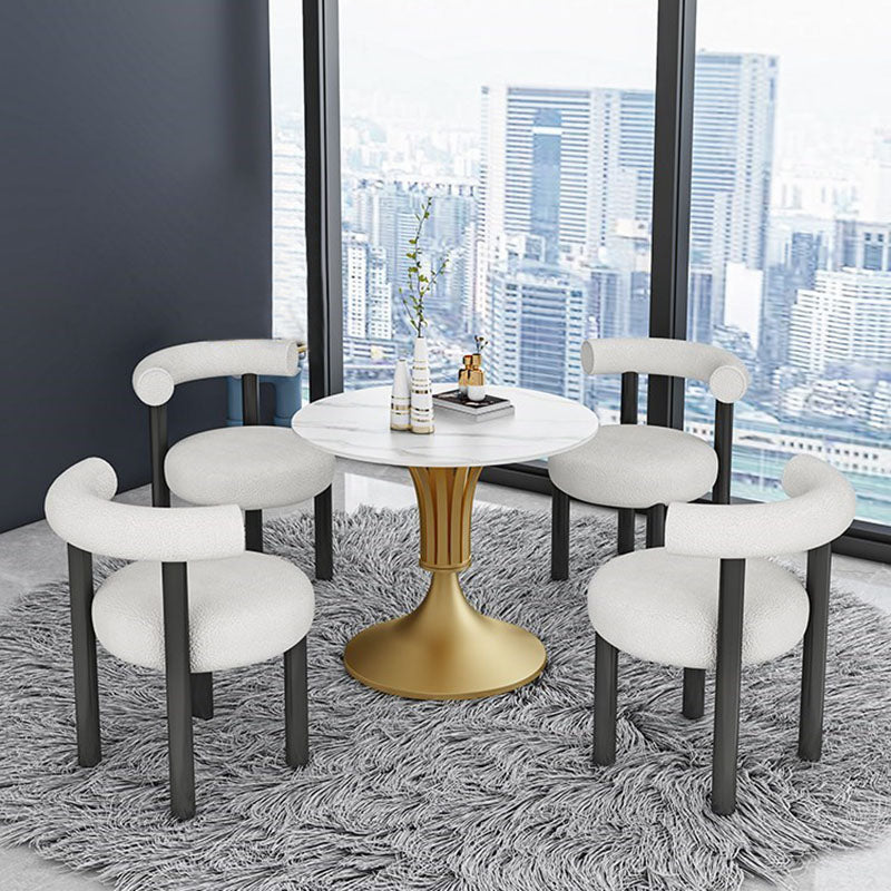 Modern Style Round Dining Table Sintered Stone Table with Pedestal Base