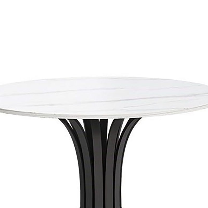Modern Style Round Dining Table Sintered Stone Table with Pedestal Base