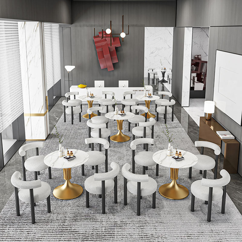 Modern Style Round Dining Table Sintered Stone Table with Pedestal Base