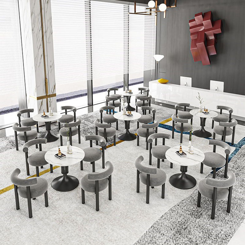 Modern Style Round Dining Table Sintered Stone Table with Pedestal Base