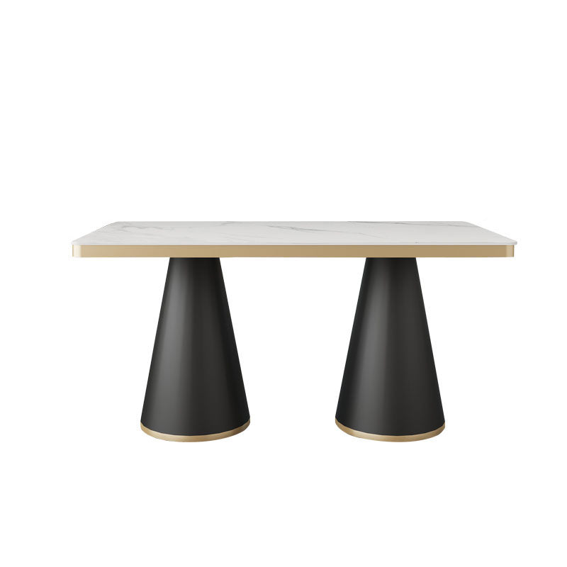 Modern Style Dining Table White Top Sintered Stone Table for Dining Room