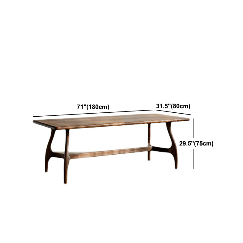 Brown Dining Table Contemporary Style Solid Wood Rectangle Dinner Table