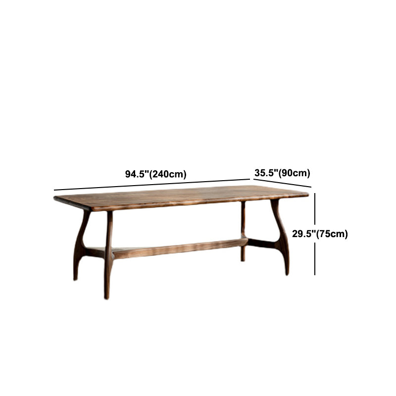 Brown Dining Table Contemporary Style Solid Wood Rectangle Dinner Table