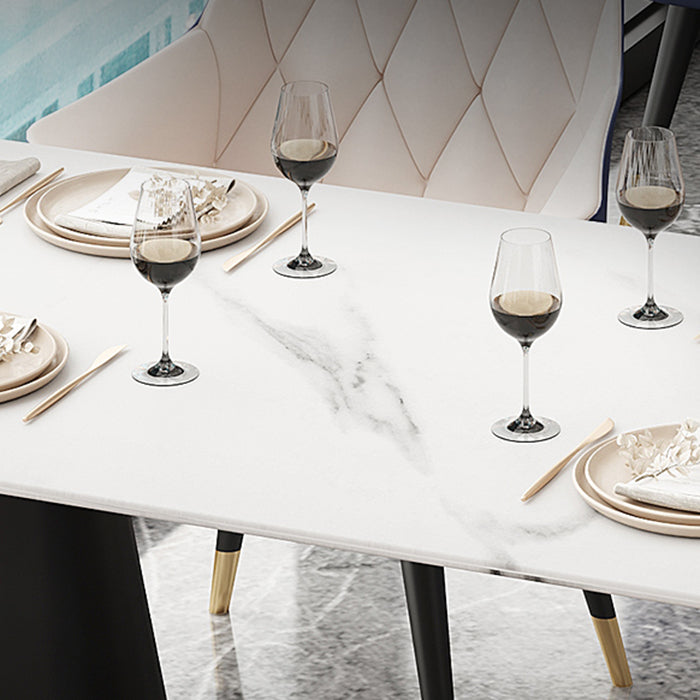 Modern Style Dining Table Sintered Stone Table with Metal Base