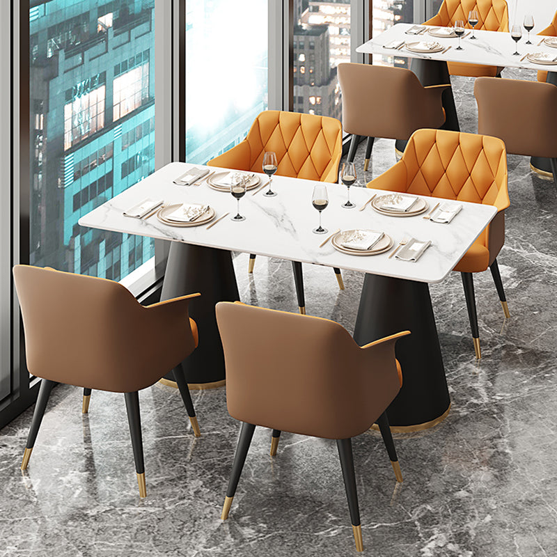 Modern Style Dining Table Sintered Stone Table with Metal Base