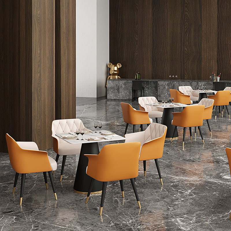 Modern Style Dining Table Sintered Stone Table with Metal Base