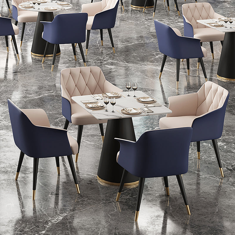 Modern Style Dining Table Sintered Stone Table with Metal Base