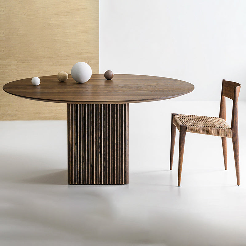 Round Dining Table Contemporary Style Solid Wood Dinner Table for Home Kitchen